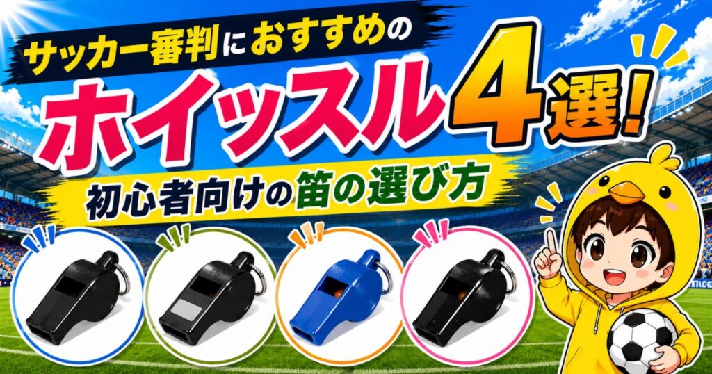 サッカー審判におすすめのホイッスル4選と初心者向けの笛の選び方を解説したアイキャッチ画像